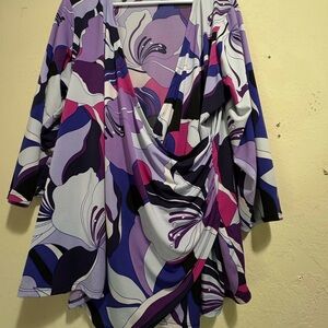 Jennifer Lopez Lavender and Black Patterned Top